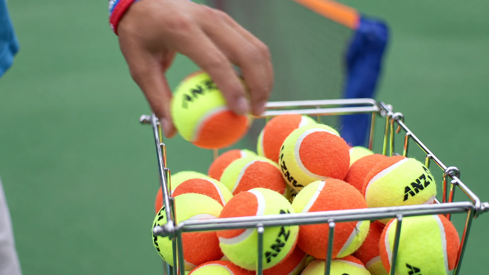 Tennis balls gathered for the junior session.