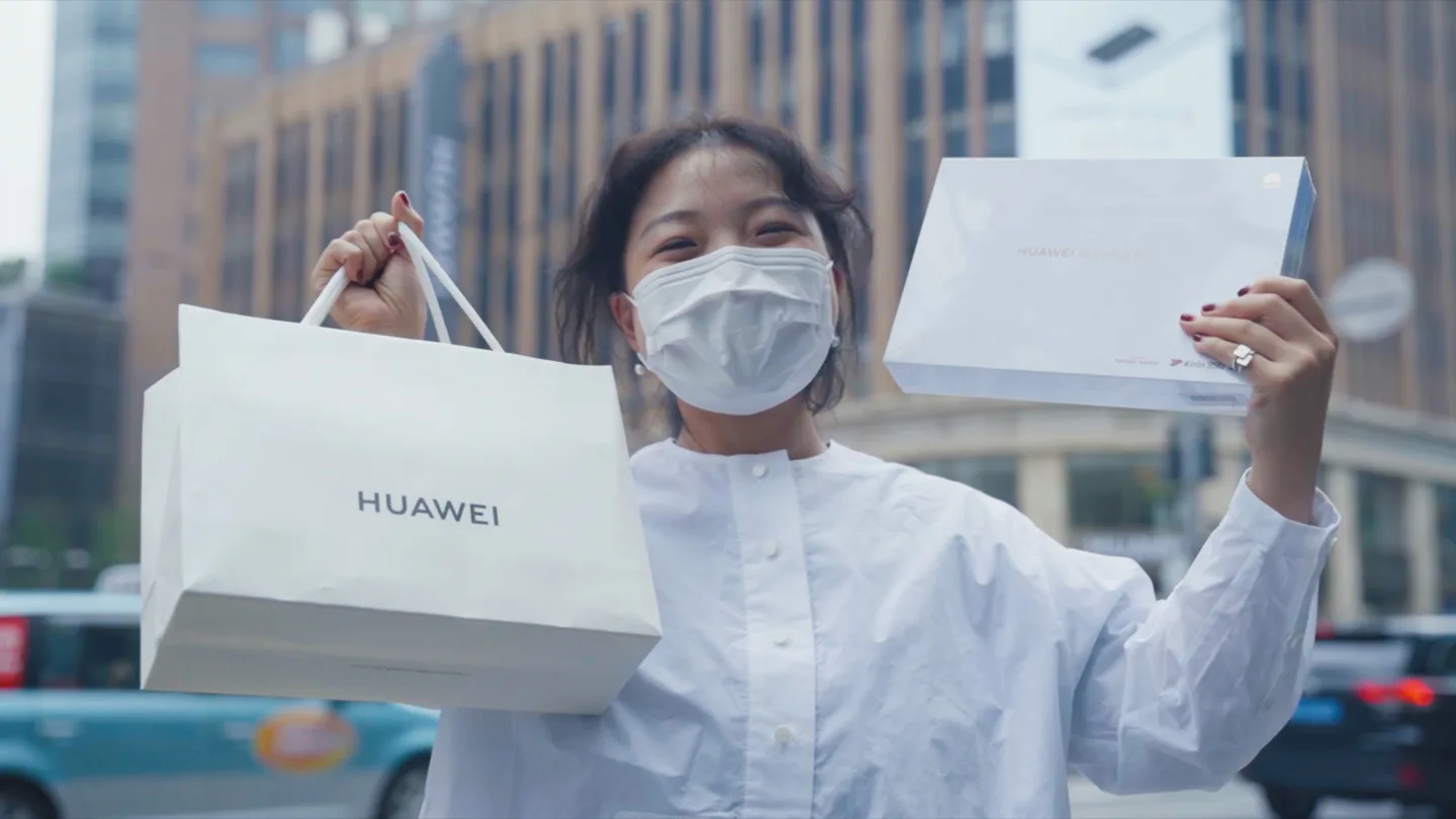 Shopper exploring a product display during the opening
