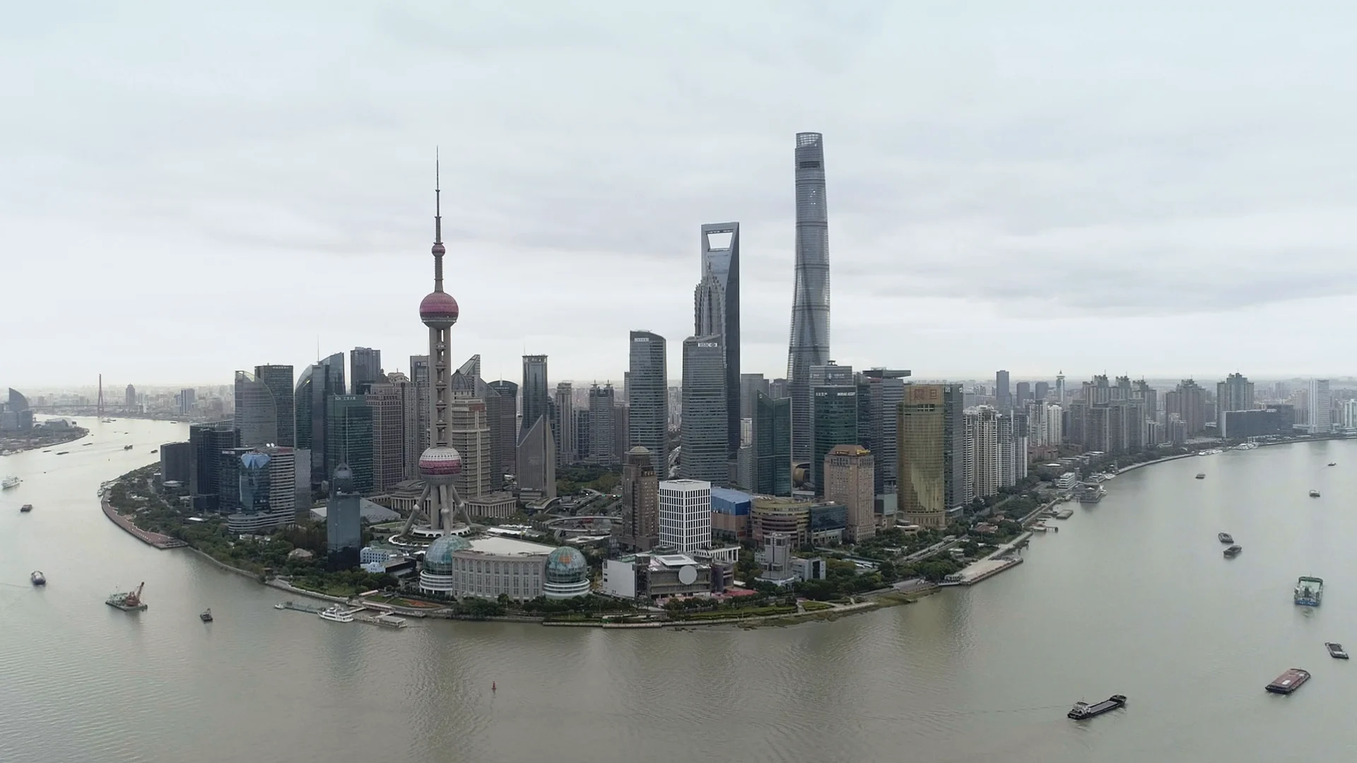 Shanghai skyline across the Huangpu River.