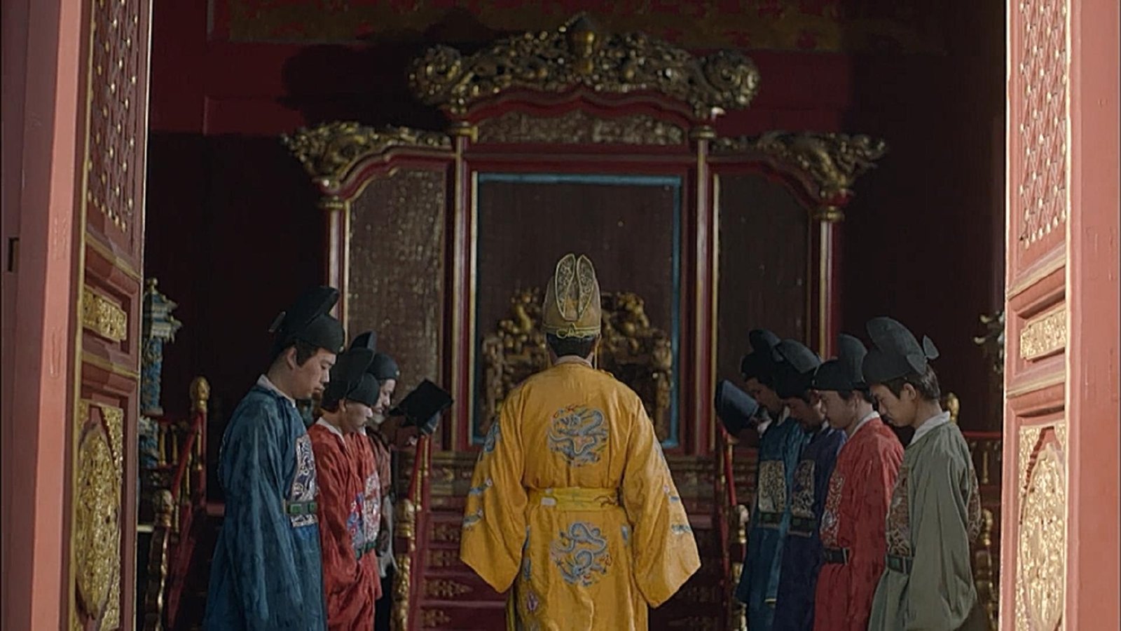 An imperial court scene, staged for the historical re-enactment.
