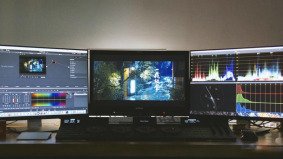 Footage editing on a computer workstation for video production in China