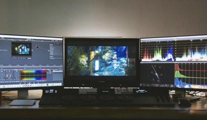 Footage editing on a computer workstation for video production in China