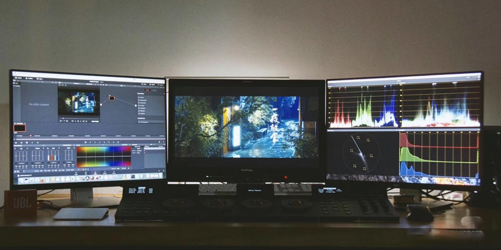 Footage editing on a computer workstation for video production in China