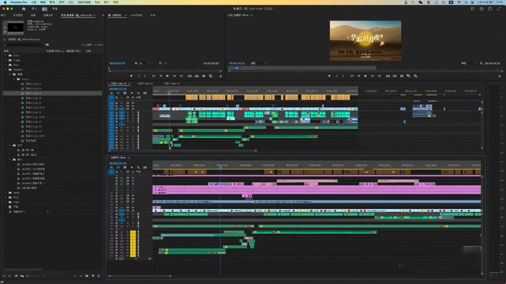 Video editing timeline in Adobe Premiere Pro, showcasing footage sourcing and licensing in China