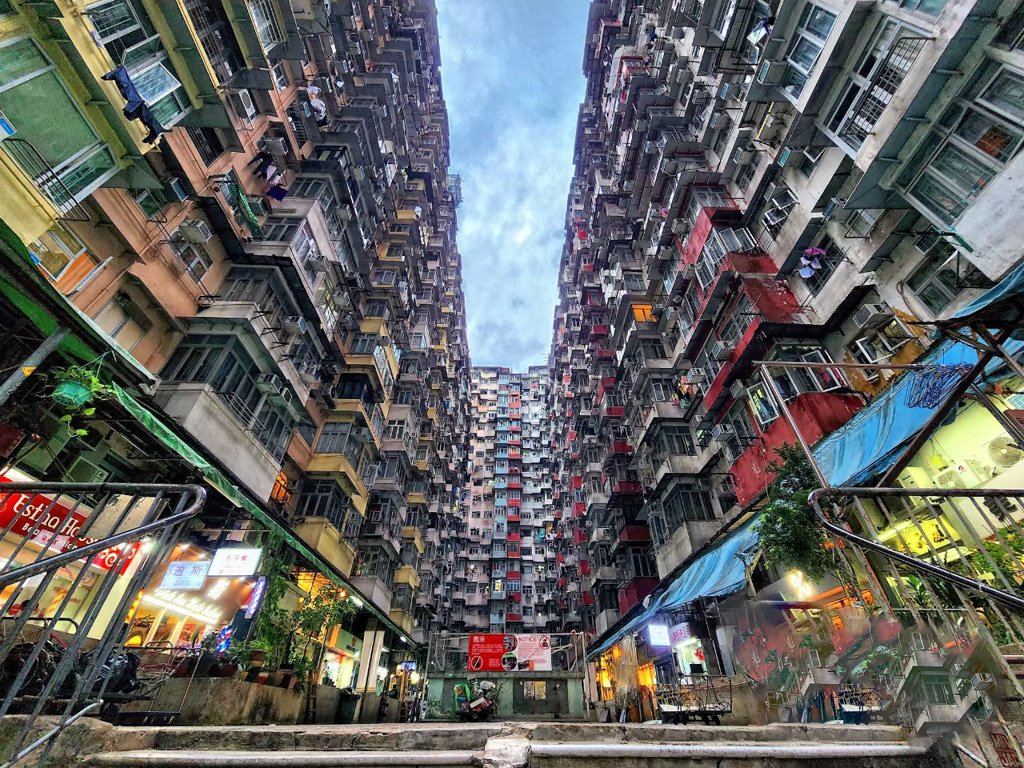 Monster Building courtyard in Hong Kong – authentic urban location for film and video shoots