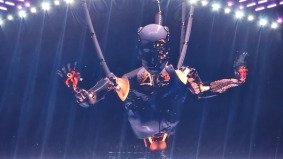 Stage setup for Akima at VAC music festival in China with LED screens and robotic visuals during sound testing — supported by Alchemist Films, a leading video production fixer in China