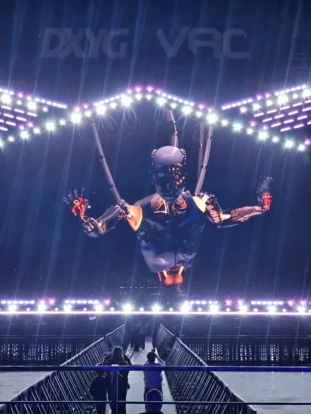 Stage setup for Akima at VAC music festival in China with LED screens and robotic visuals during sound testing — supported by Alchemist Films, a leading video production fixer in China