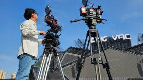 Two professional cameras set up at VAC Festival main stage, coordinated by Alchemist Films working with German production company