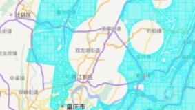 Drone airspace information map showing blue suitable-flight zones below 120 meters in an urban area.